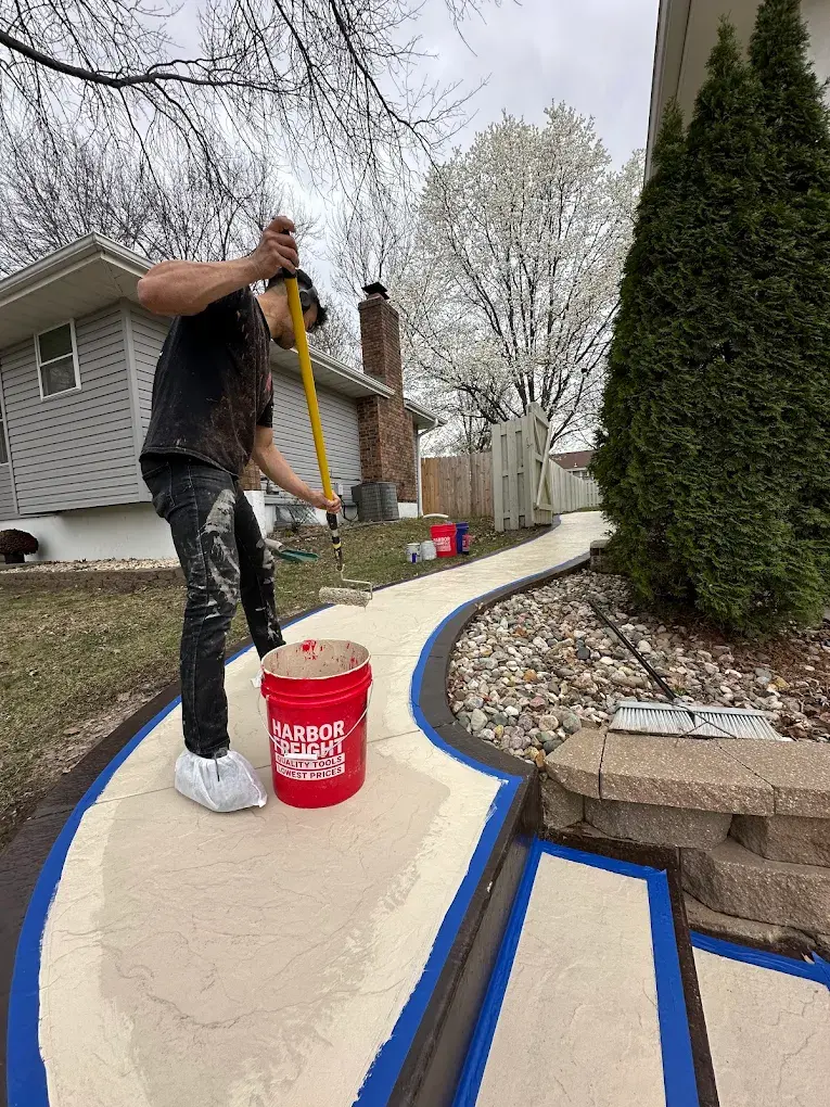 Concrete staining project with a clean finish