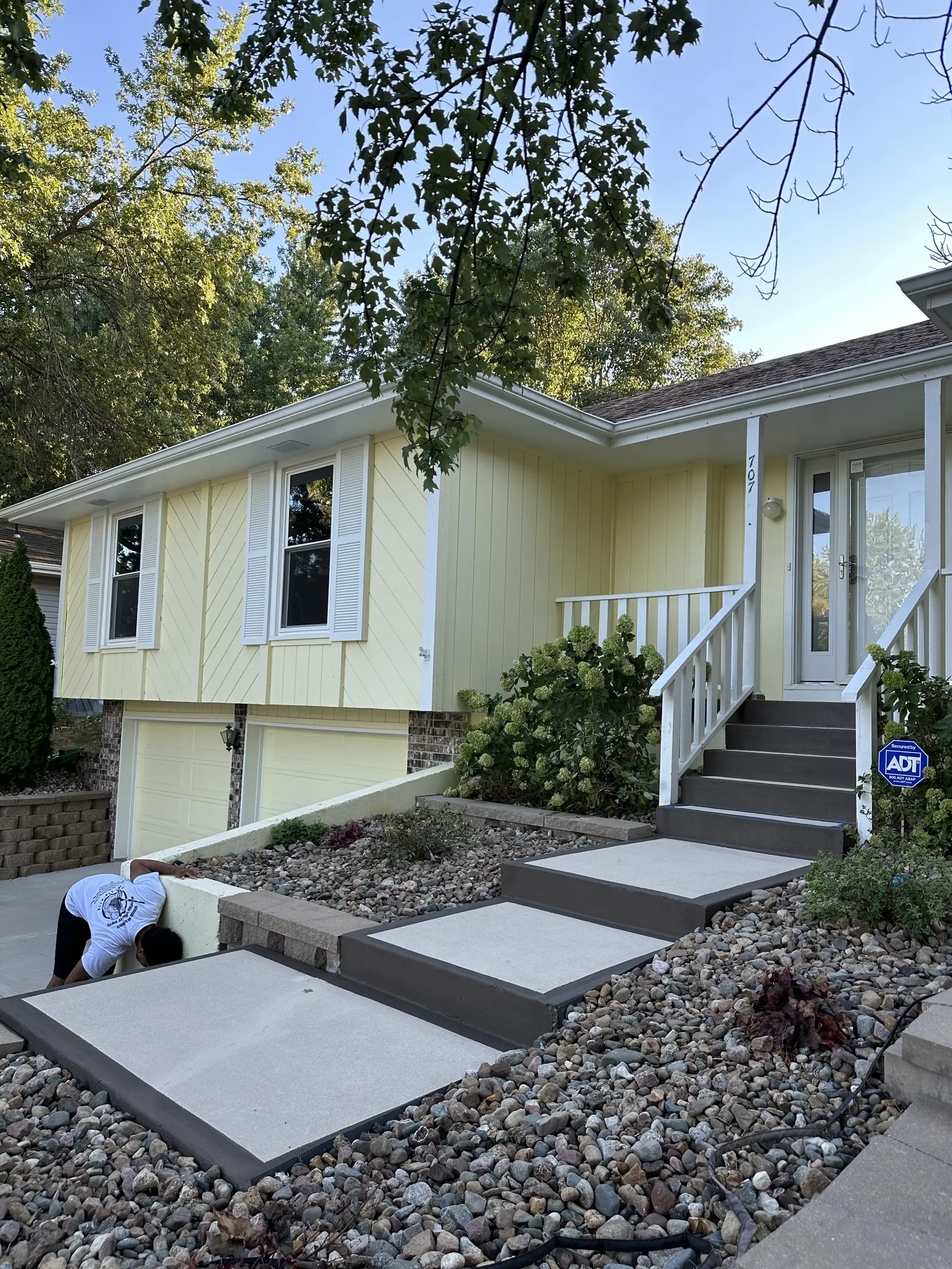 Walkway during power washing