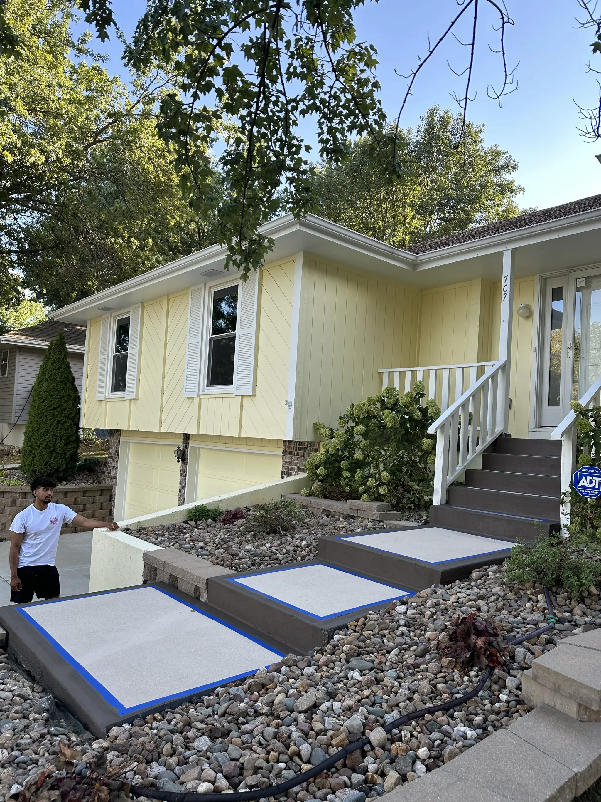 Walkway rinse in progress